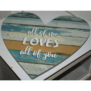 WALL PLAQUE "ALL OF ME LOVES ALL OF YOU" DECORATION GIFT NEW HEART LOVE